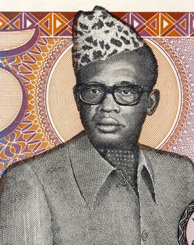 Mobutu Sese Seko (1930-1997) on 5 Zaires 1985 Banknote from Zaire. President of the Democratic Republic of the Congo during 1965-1997.
