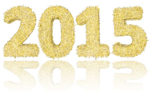 2015 digits composed of golden and silver stripes on glossy white background. High resolution 3D image
