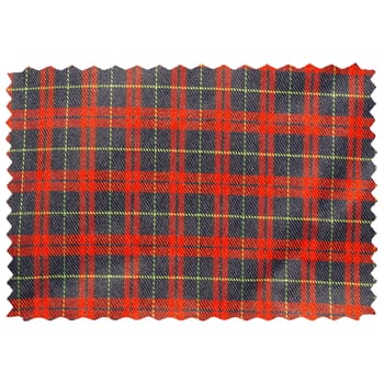 Tartan fabric swatch sample isolated over white background