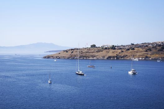 Landscape of beautiful sea near city of Bodrum, Turkey