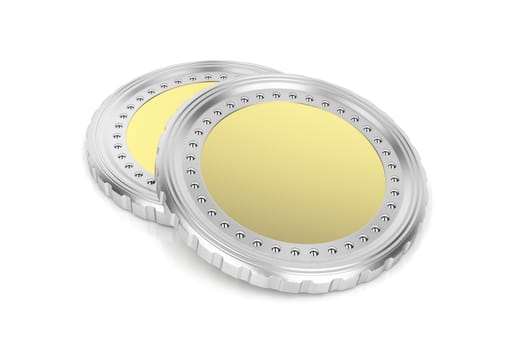 Two blank coins on white background
