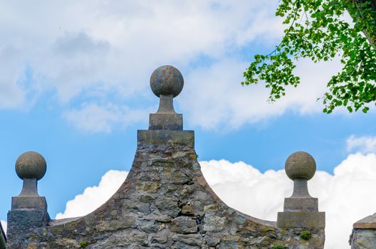 Detail of an old building pediment stone in Germany