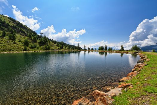 Doss dei Gembri small lake in Pejo Valley, Trentino, Italy