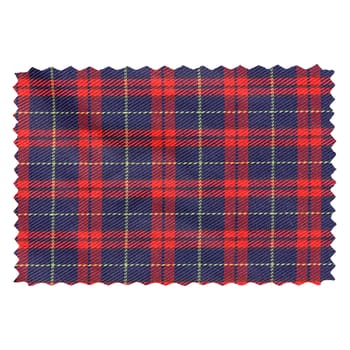 Tartan fabric swatch sample isolated over white background