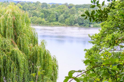 View over the lake Baldeney of a small hill in Essen Kupferdreh.