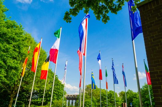 Flags of the world, a sea of ​​flags of different nations and organization
