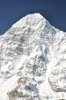 Front view of Kanchenjunga, the third tallest mountain in the world