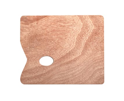 wooden art palette isolated on white background