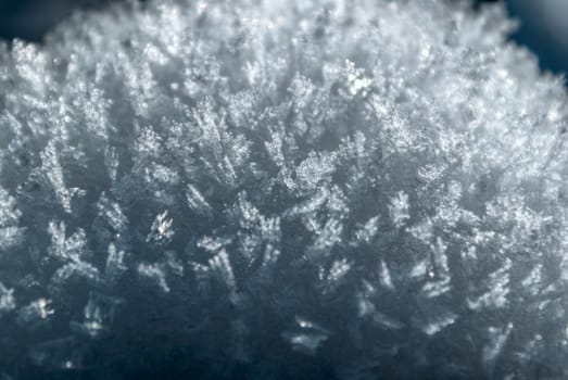 Close-up view of water frozen into rime