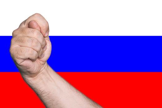 Political metaphor. Fig against the background of the Russian flag colors.