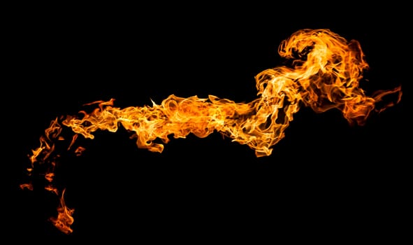 Orange fire flames on a black background