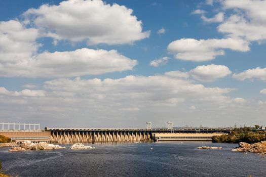 Zaporozhye, Ukraine, April 5 Oct, 2014: Dneproges - largest hydroelectric power station on the Dnieper River