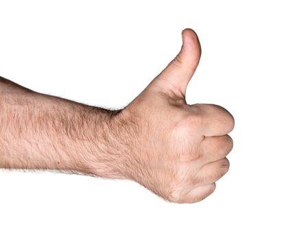 Body part. Thumb up sign.Isolated on white background