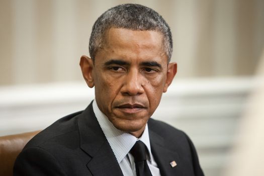 WASHINGTON D.C., USA - Sep 18, 2014: United States President Barack Obama during an official meeting with the President of Ukraine Petro Poroshenko in Washington, DC (USA)