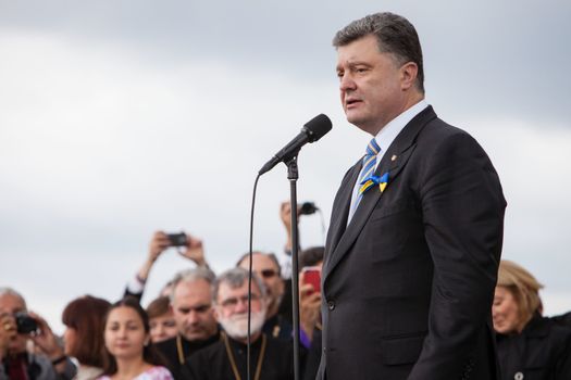OTTAWA, CANADA - Sep 17, 2014: President of Ukraine Petro Poroshenko during a meeting with representatives of the Ukrainian community in Canada in Ottawa (Canada)