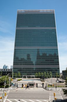 NEW YORK, USA - Jun 01, 2014: United Nations Building in New York is the headquarters of the United Nations organization.