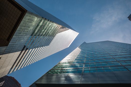 NEW YORK, USA - Jun 01, 2014: Manhattan modern architecture. Manhattan is the most densely populated of the five boroughs of New York City