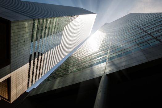 NEW YORK, USA - Jun 01, 2014: Manhattan modern architecture. Manhattan is the most densely populated of the five boroughs of New York City