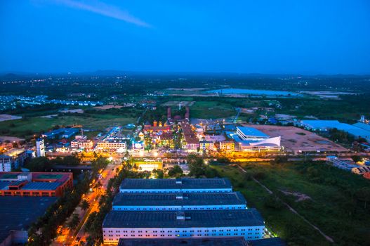 The beautiful of spectacular evening atmosphere at Pattaya City, in Chonburi, Thailand.