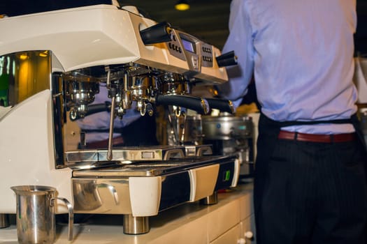View of cofee machine in the coffee bar