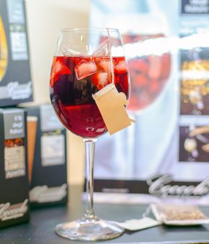 Close up of delicious cherries cocktail
