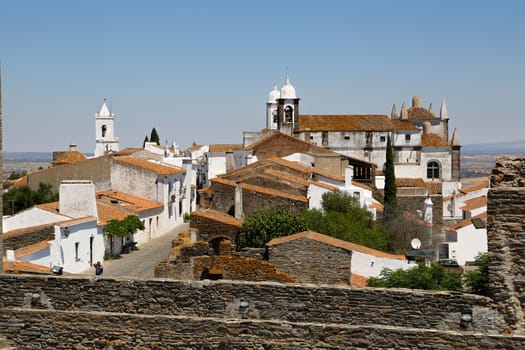 The Medieval Fortress of Monsaraz with the typical white narrow streets
