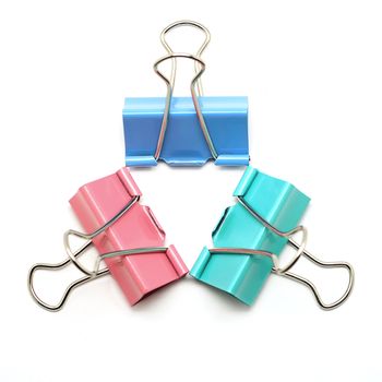 colorful  binder clip isolated on white background 