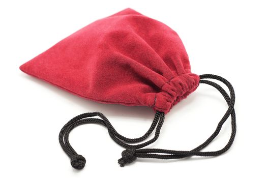 small fabric pouch isolated on white background 