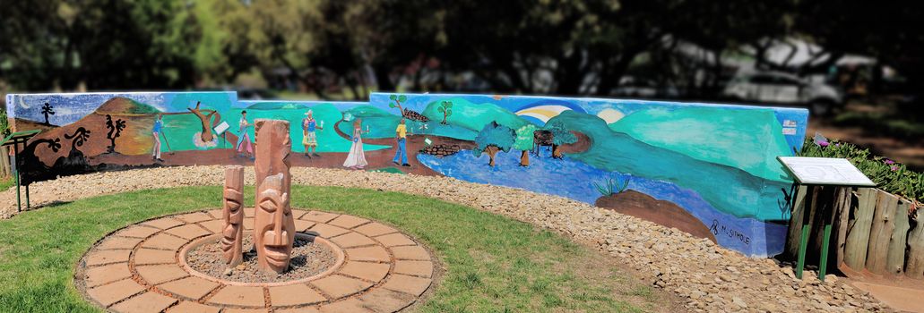 Panorama of the wall at the Garden of hope in the Free State Botanical Gardens in Bloemfontein, South Africa
