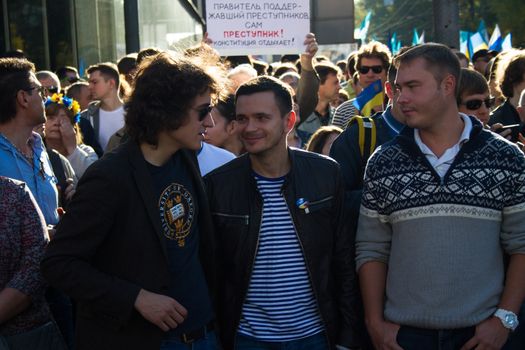 Moscow, Russia - September 21, 2014. Politician Ilya Yashin Peace March in Moscow against war with Ukraine