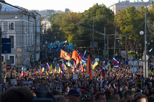Moscow, Russia - September 21, 2014 Peace March against war with Ukraine