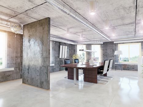 modern office interior. 3d design concept 