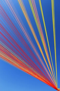 BONDI, AUSTRALIA -  OCTOBER 25, 2014; Sculpture by the Sea free public annual event 2014.  Sculpture titled Permanent Sunrise by Alejandro Propato, Argentina.  Abstract.  Materials, stainless steel. nylon wire