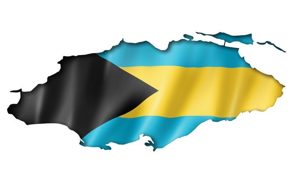 Bahamas flag map, three dimensional render, isolated on white