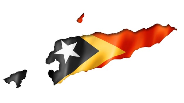 East Timor flag map, three dimensional render, isolated on white