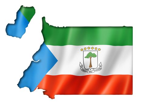 Equatorial Guinea flag map, three dimensional render, isolated on white