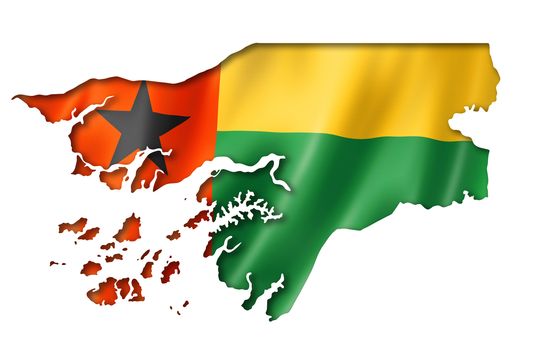 Guinea Bissau flag map, three dimensional render, isolated on white