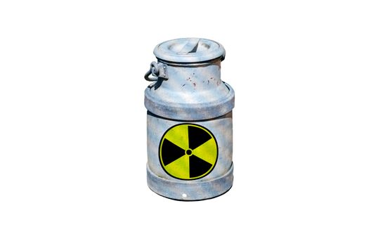 Barrel of radioactive waste, with the warning signs are in the barrel radioactive waste, marked by radiation symbol.
