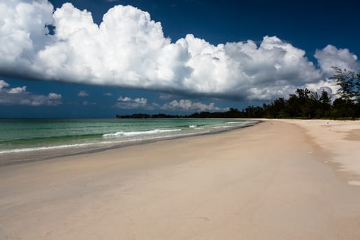 Long sand beach at tip of boreno malaysia