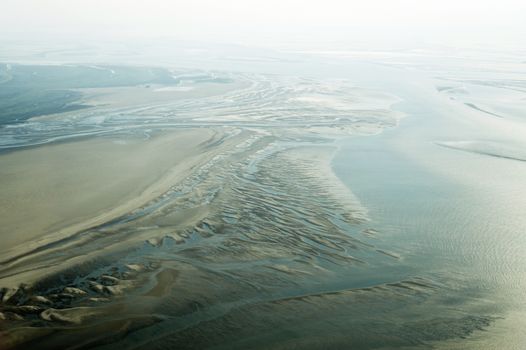 Aerial view from the Schleswig-Holstein Wadden Sea National Park in Germany