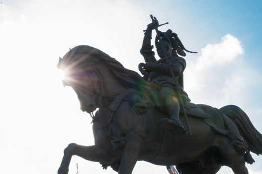 Caval ��d Bronz in a beautiful perspective in a sunny day in Turin, Italy