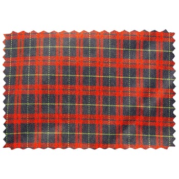 Tartan fabric swatch sample isolated over white background