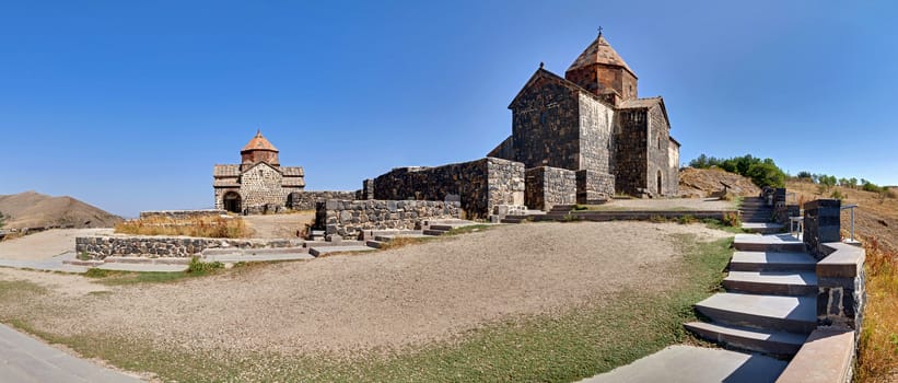 The Sevan temple complex on the peninsula of the Lake Sevan, Armenia.