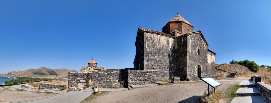 The Sevan temple complex on the peninsula of the Lake Sevan, Armenia.