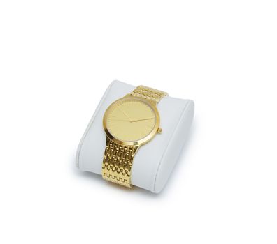 golden modern wrist watch isolated