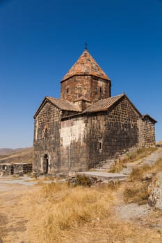 The Sevan temple complex on the peninsula of the Lake Sevan, Armenia.