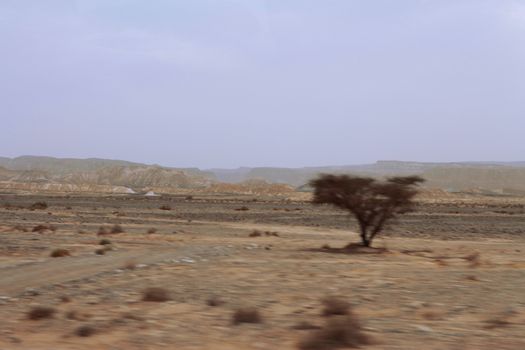 An Egyptian Desert And Mysty Sky in the daylight