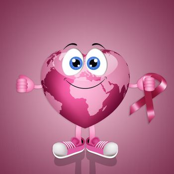 Pink globe for breast cancer