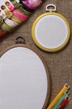 Round and oval tambour for cross stitch on sacking