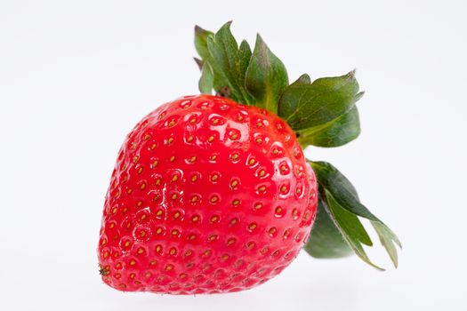 single fruit of red strawberry isolated on white background